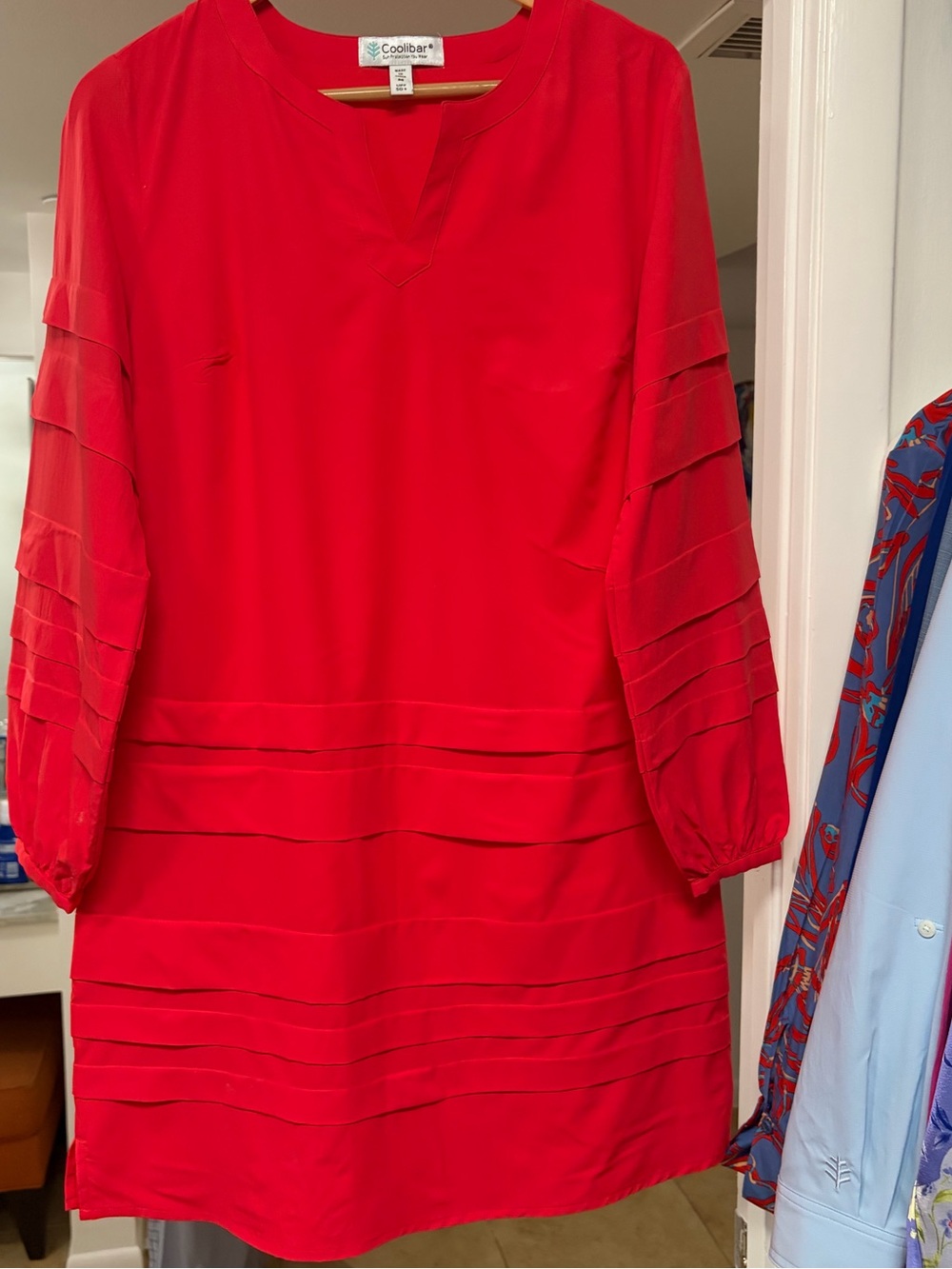Coolibar Long Sleeve Dress in Coral